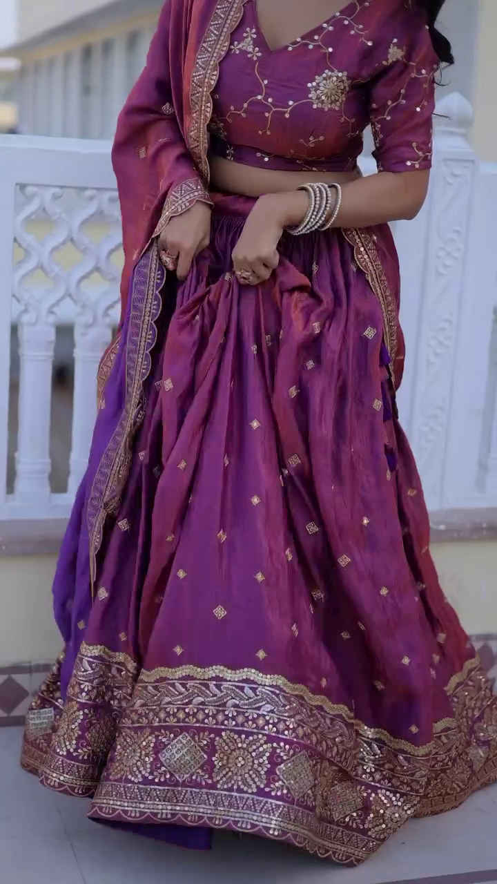 SILK LEHENGA CHOLI WITH ZARI EMBROIDERED WORK B - Image 8