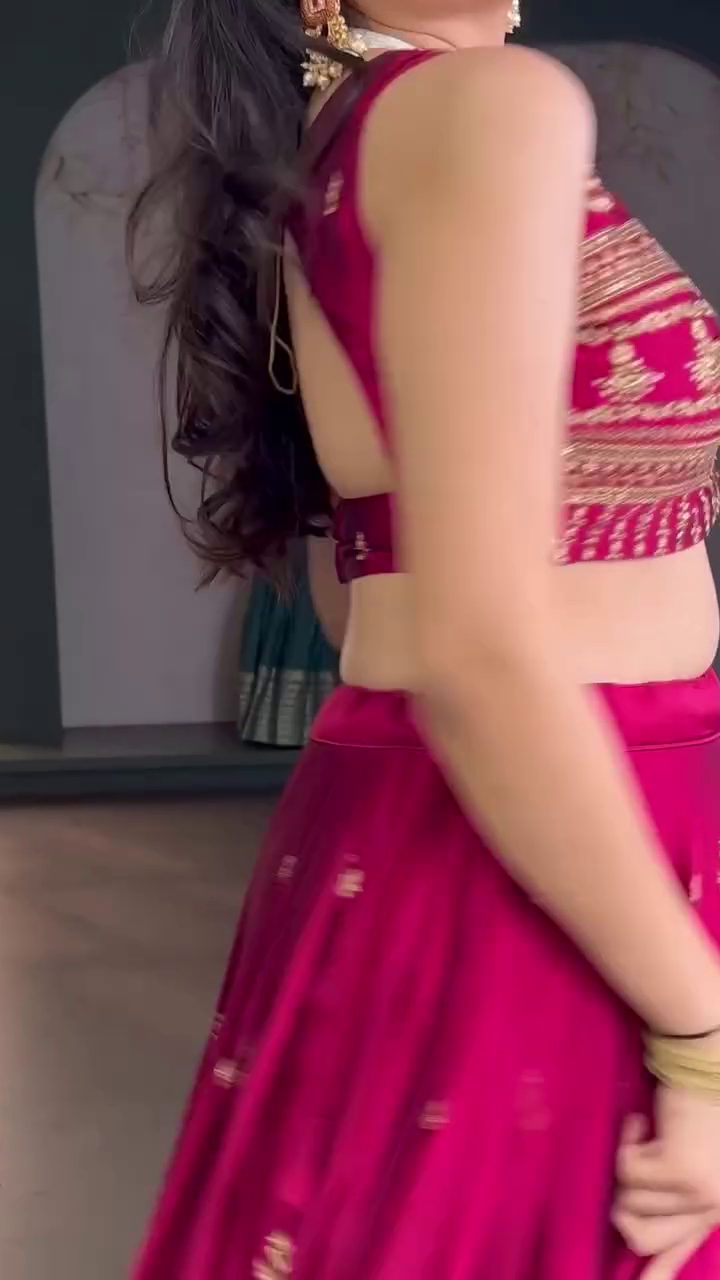 Embroidered Semi Stitched Lehenga Choli (Pink) - Image 10