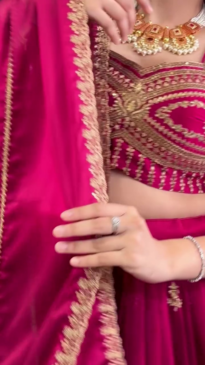 Embroidered Semi Stitched Lehenga Choli (Pink) - Image 9