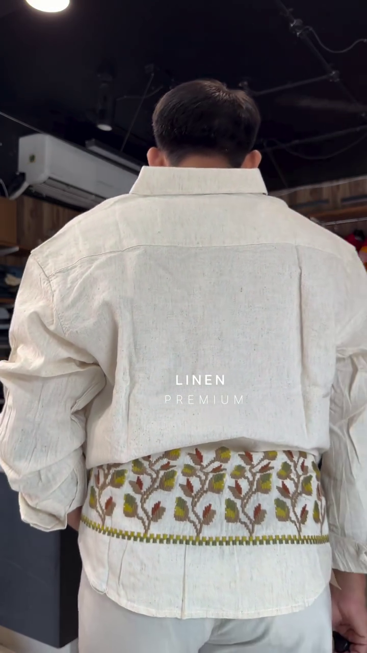 Spread Collar Relaxed Fit Linen Shirt - Image 2