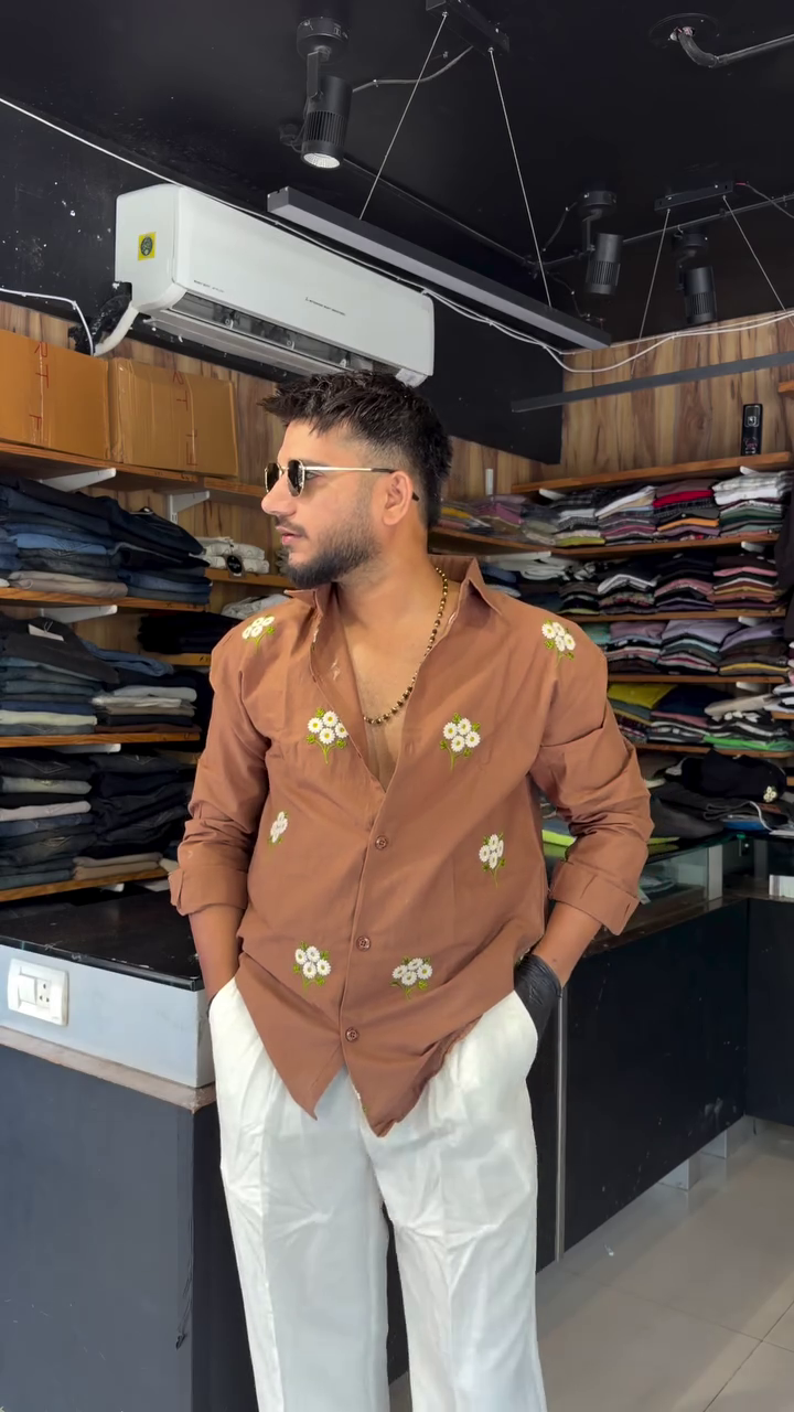 Double Gauge Embroidered Casual Regular Fit Shirt - Image 5