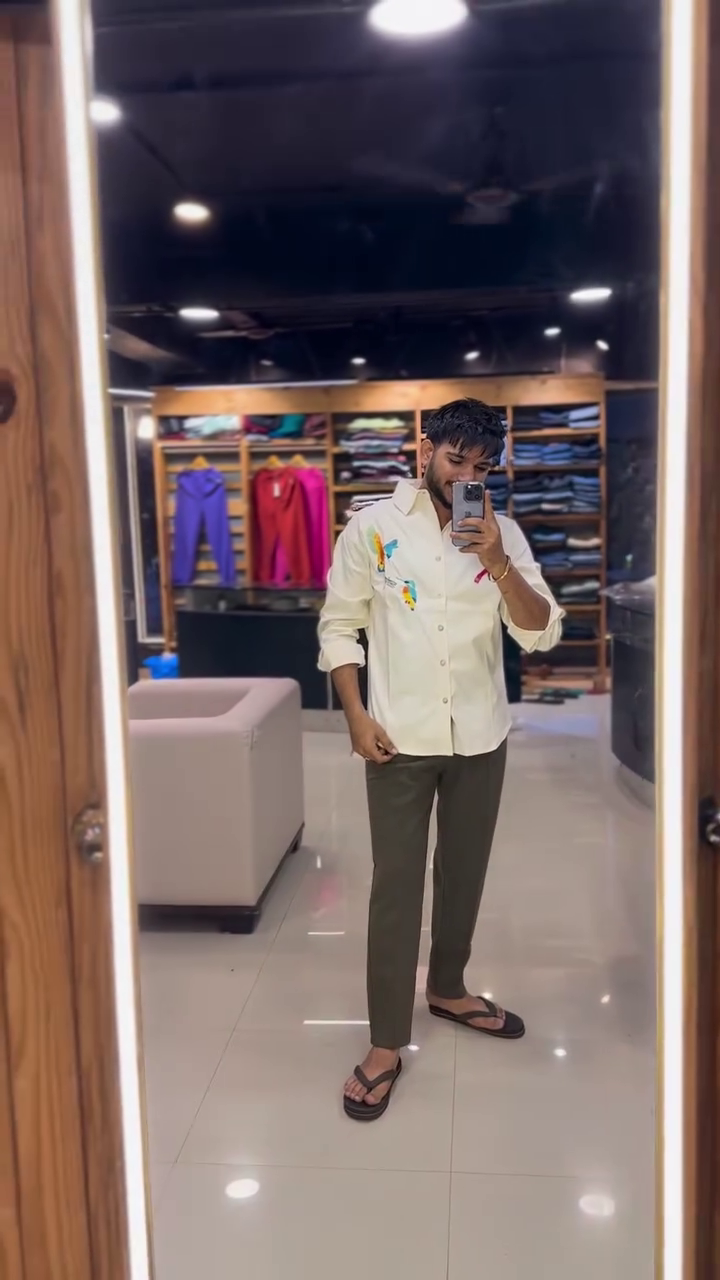 Dove Bird Embroidered Casual Shirt