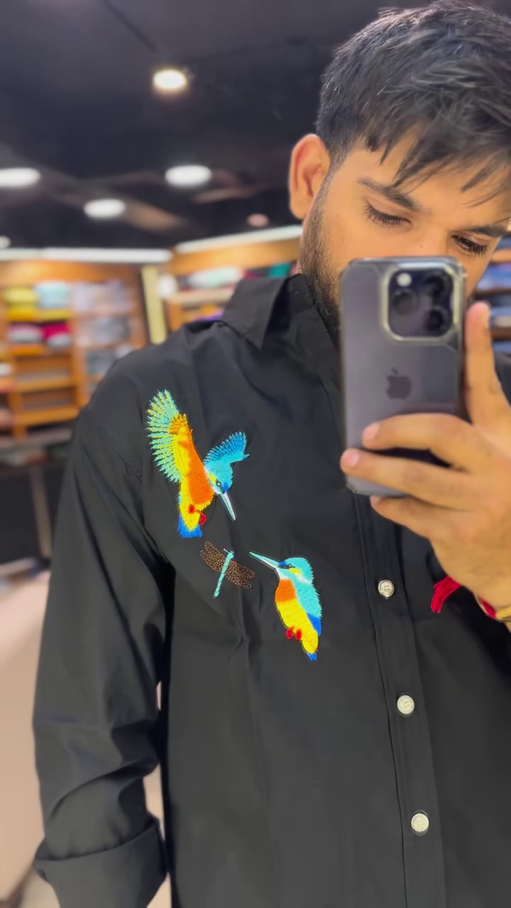 Dove Bird Embroidered Casual Shirt - Image 6